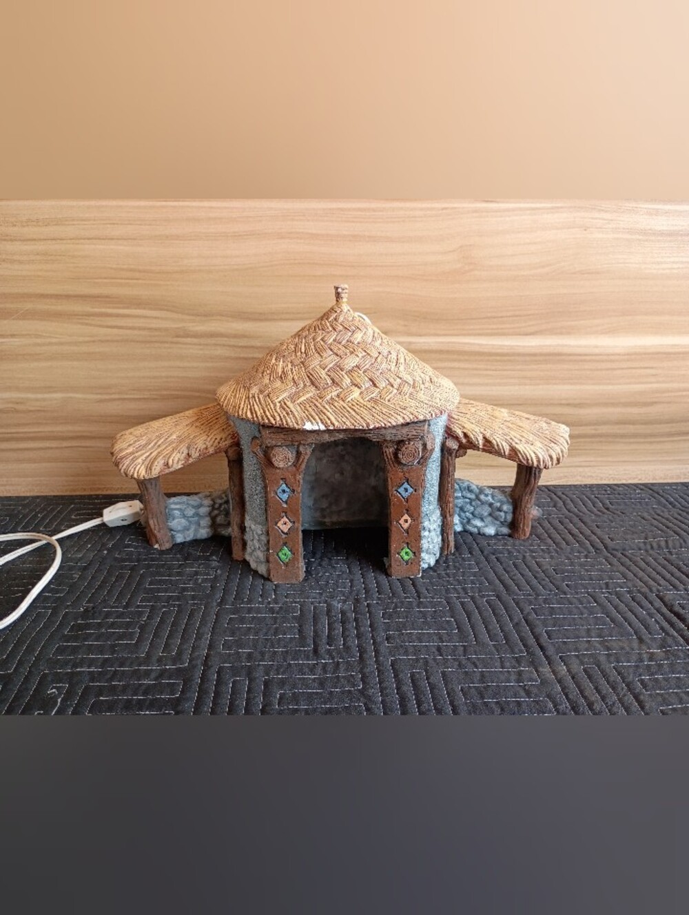Handcrafted Miniature Thatched Hut Decorative Accent - Brown & Tan